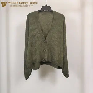 Áo Len Cardigan Phối màu thủ công retro thời trang châu Âu cổ chữ V viền thô họa tiết sọc nút Y2K đan ngoại cỡ cỡ