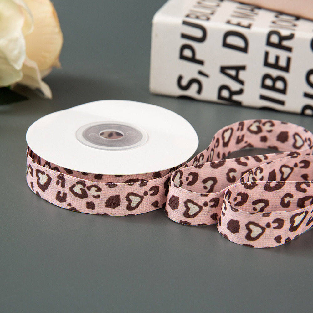 1,5 cm * imprimé léopard rose [100 yards/rouleau]