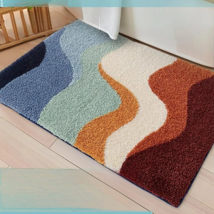 <span class=keywords><strong>Tapis</strong></span> moderne à poils longs et touffetés, motif abstrait géométrique ondulé, lavable, multicolore, pour salon et maison - Product Image 1