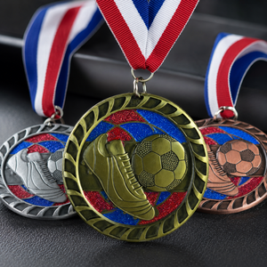 Football Medal Custom Sports Medals Zinc Alloy Award Medals Wholesale Soccer Medals With <b>Ribbon</b> for Event Supplier - Product Image 4