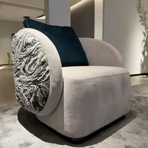 Artistic Back Spacious and Round Armchair Single Seating Living Room Furniture Chairs Suede Leather Chair Fabric Chair