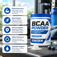 Poudre de BCAA (acides aminés à chaîne ramifiée) pour la récupération musculaire, support OEM ODM, marque privée, approvisionnement en vrac, usine de nutrition sportive
