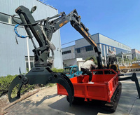 Grue de préhension montée personnalisée Mannick sur tracteur-chargeur-benne, grappin à bois, manutacteur de matériaux