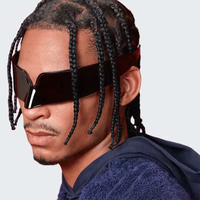 Lunettes de soleil sportives futuristes surdimensionnées sans monture Y2K 2026 pour rockers, festivalistes et artistes – Masque cyberpunk monobloc U400