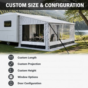Paroi latérale pour <span class=keywords><strong>auvent</strong></span> de camping-car, mur <span class=keywords><strong>d</strong></span>'intimité imperméable pour <span class=keywords><strong>caravane</strong></span> avec poteaux et piquets, écran latéral coupe-vent pour <span class=keywords><strong>auvent</strong></span> de camping-car avec sac de transport - Product Image 5