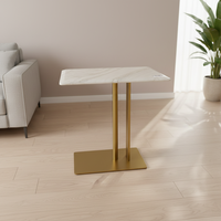 Table d'appoint de luxe en pierre de sable bleu et blanc, table de bureau et de négociation simple et moderne, table basse, petite table d'appoint