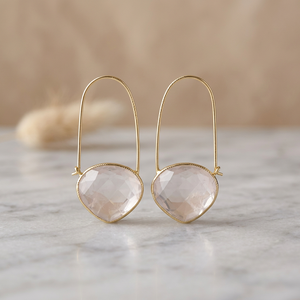 Nouvelles boucles d'oreilles pendantes en laiton plaqué or avec zircon, forme poire, faites à la main, tendance pour hommes - Product Image 2