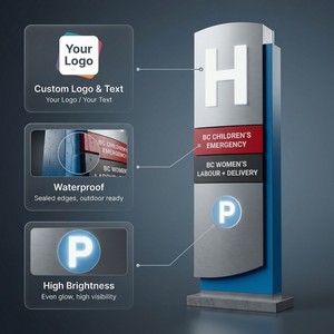 Insegna Pubblicitaria Personalizzata per Esterni, Illuminata, Autoportante, con Cornice in Alluminio, Lightbox <span class=keywords><strong>LED</strong></span> a Doppia Faccia, Insegna a Pilone - Product Image 3