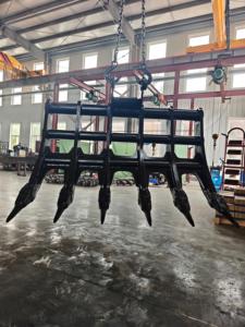 Râteau à racines LISEN pour excavatrice, robuste, renforcé, 6 dents, pour excavatrice de 1 à 50 tonnes, défrichage - Product Image 1