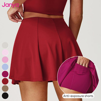 Janya setelan pakaian Golf wanita, rok tenis Yoga Mini 2 dalam 1, Tank Top kebugaran Gym cepat kering, setelan pakaian bola Golf Breathable
