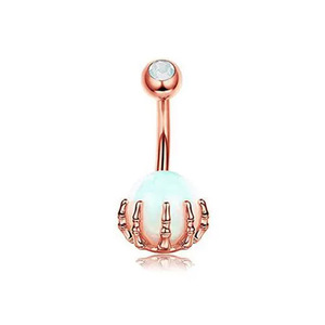 Anneaux de <span class=keywords><strong>nombril</strong></span> en acier inoxydable <span class=keywords><strong>Piercing</strong></span> <span class=keywords><strong>au</strong></span> ventre Anneau de bouton Crâne Main <span class=keywords><strong>avec</strong></span> boule Femmes Hommes Corps Bijoux Cadeaux - Product Image 5