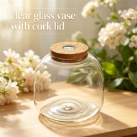 Décoration d'intérieur : Pot de fleurs hydroponique, terrarium, aquarium, vase en verre borosilicate de haute qualité avec couvercle