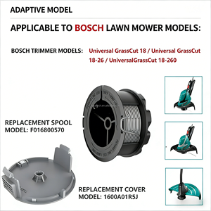 Bobine de coupe-bordures 2 pièces avec capuchon/couvercle 1600A01R5J pour tondeuse Bosch Universal GrassCut 18 Series 18-26 18-260, accessoires de tondeuse 88x32mm 36g - Product Image 4