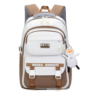 Weibo Student <b>Backpack</b> 15 Inches Color Blocking Girls <b>School</b> Education <b>Backpack</b> With Interior Zipper Pocket - Product Image 1