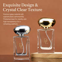 Vente en gros de flacons de parfum en verre vides de 50 ml avec logo personnalisé, fond épais, bouchon en forme de pierre