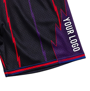 Pantalones Cortos de Baloncesto para Hombre Healy, Negros con Rayas Rojas y Moradas, con Bolsillos, Cintura Elástica, Secado Rápido, Estampado por Sublimación, Casuales y Deportivos - Product Image 4