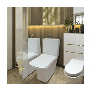 Meteor Sanitaryware Juego de cerámica de una pieza de doble descarga Villa moderna Baño Escuela Baño Hotel Uso Alargado P-Trap Inodoros - Product Image 1