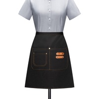 Tablier en tissu imprimé avec logo personnalisé, unisexe, vierge, imperméable, pour cuisine et service, avec poche, design demi-tablier à la taille