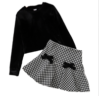 Ensemble de vêtements pour adolescentes d'automne, ensemble de vêtements à la mode pour filles, jupe à carreaux à manches longues, ensemble de 2 pièces pour filles