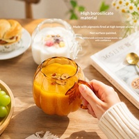 Tasse à boire en verre faite à la main, résistante aux hautes températures, colorée, en forme de citrouille, pour le petit-déjeuner domestique