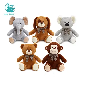 ของเล่นสัตว์ป่าทำจากผ้ากำมะหยี่นุ่มสำหรับสุนัขลิงโคอาล่าหมีช้างออกแบบได้ตามต้องการ