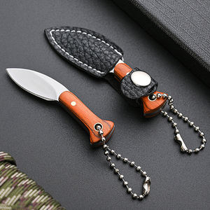 HongRui Mini Funda de cuero para acampar cuchillo con hoja fija de acero 3CR y mango de madera para EDC senderismo OEM personalizable - Product Image 5