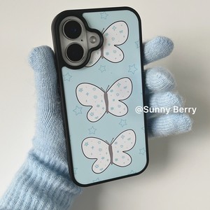Sunfacing Berries: Estilo coreano, tendencia de verano exclusiva, estrellas azules frescas y vintage, mariposas blancas, bordes negros - Product Image 2