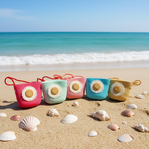 Bolso tejido de paja con diseño de girasol, mini bandolera de 12x14cm para mujer, accesorio de playa de verano - Product Image 2