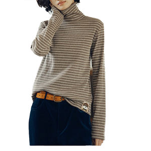 <b>Women's</b> Autumn Winter New High Neck Fashion Inner Wear Slim-Fitting Striped Versatile Long Sleeve Base Layer Knit <b>Top</b> - Product Image 6
