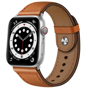 Eraysun Sweatproof Vintage Dressy Pulseira De Relógio De Couro Genuíno Para Apple i Watch Band SE 8 7 6 Correias De Couro Para Relógios