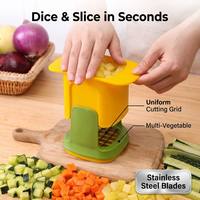 Handmatige groentehakker, keuken aardappel ui wortel voedselsnijder, push-down snijmachine met roestvrijstalen roosterblad