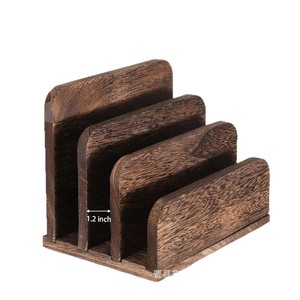 Solid Wood Desktop <b>File</b> Rack Carbonized Color 1.2 Inch Letter Holder <b>Organizer</b> Storage Shelf for Office Books - Product Image 1