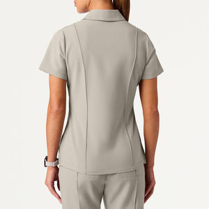 Медицинский костюм для медсестер: топ и брюки из тканого спандекса, эластичный, на заказ - Product Image 4