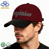Fabrik mit Geringer Mindestbestellmenge Zweifarbige Modische Cord-Baseballkappen mit Individueller Stickerei im Vintage-Stil für Unisex Streetwear