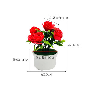 Fleurs artificielles en mousse Paulon, roses, 11 cm, en pot, décoration pour la maison, bureau, cadeau - Product Image 5