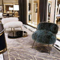Fauteuil de salon confortable et moelleux sur mesure OEM/ODM, en tissu polaire moderne imitation fourrure d'agneau, pour salle à manger, salon, hôtel
