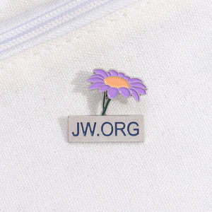 Broche de Flor <span class=keywords><strong>JW</strong></span> ORG Pin Esmaltado Creativo Morado Romántico Regalos Florales para Mujer Insignia para Solapa de Mochila Joyería - Product Image 3