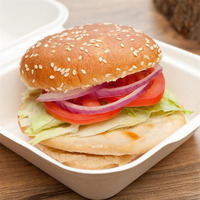 Boîte à lunch biodégradable pour frites à emporter, boîte d'emballage pour hamburgers en résidus de canne à sucre de grande capacité