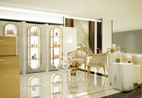 Présentoir de parfum en verre de décoration de conception à la mode affichage géant bouteilles de parfum vitrine de parfum