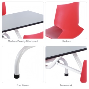 Conjunto <span class=keywords><strong>de</strong></span> Mesa y <span class=keywords><strong>Sillas</strong></span> <span class=keywords><strong>de</strong></span> Comedor Resistentes para <span class=keywords><strong>4</strong></span> Personas - Muebles para Comedor <span class=keywords><strong>de</strong></span> Hotel, Escuela, Cafetería y Personal - Product Image 2