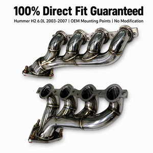 Par de Colectores de Escape Cortos SS304 4-en-1 Soldados con TIG para <span class=keywords><strong>Hummer</strong></span> H2 6.0L V8 2003-2007 con Juntas y Herrajes Incluidos - Product Image 4
