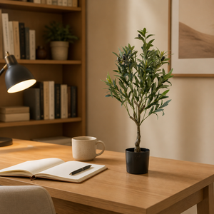 Albero di Ulivo Artificiale con Frutti 80cm, Pianta di Ulivo Finta in Vaso di Plastica per Interni, Decorazione per Casa, Soggiorno, Ufficio - Product Image 6