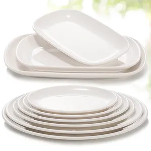 Buona vendita piatto piano bianco leggero infrangibile melamina bianco Hotel piatti ristorante stoviglie