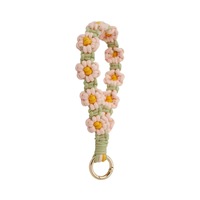 Gantungan Kunci Bunga Daisy Tenun Tangan, Liontin Gelang Bohemian, Rantai Ponsel