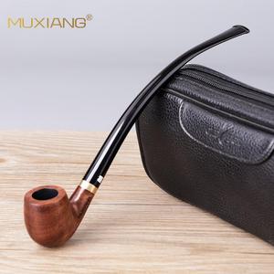Muxiang Wooden Tobacco Pipe Bent Shape Rosewood Handle Smoking Accessory For Reading Gift - Product Image 1