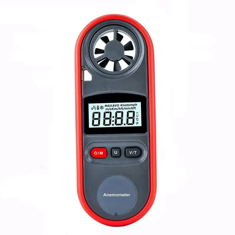 Hand Held Anemometer Electronic Digital 0~45m/s Anemometer Wind Speed Meter + Thermometer