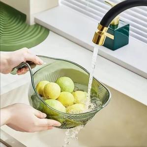Panier égouttoir de cuisine polyvalent, panier de drainage en plastique avec poignée, pour laver le riz, les fruits et les légumes - Product Image 4