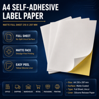 Étiquettes adhésives A4 non-déshydratantes, papier kraft brillant/semi-mat, imprimables au laser et à jet d'encre, personnalisables, autocollants pour boîtes