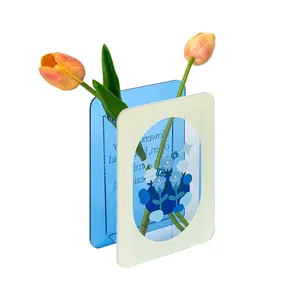 Personalizado vaso acrílico desktop quadrado emenda multi-cor flor arranjador ornamentos pode segurar a água