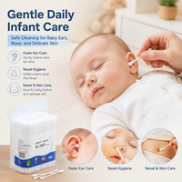 Bâtonnets de coton écologiques pour bébé, 200 pièces, bâtonnets en papier biodégradable, 100% coton pur, embouts doux, nettoyage du nez et des oreilles des nouveau-nés, 7,5 cm